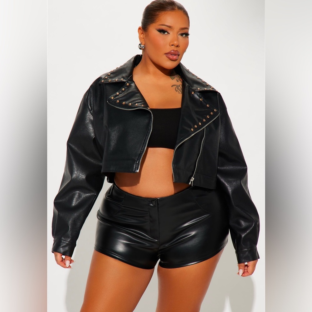 - Such A Stud Faux Leather Jacket Black